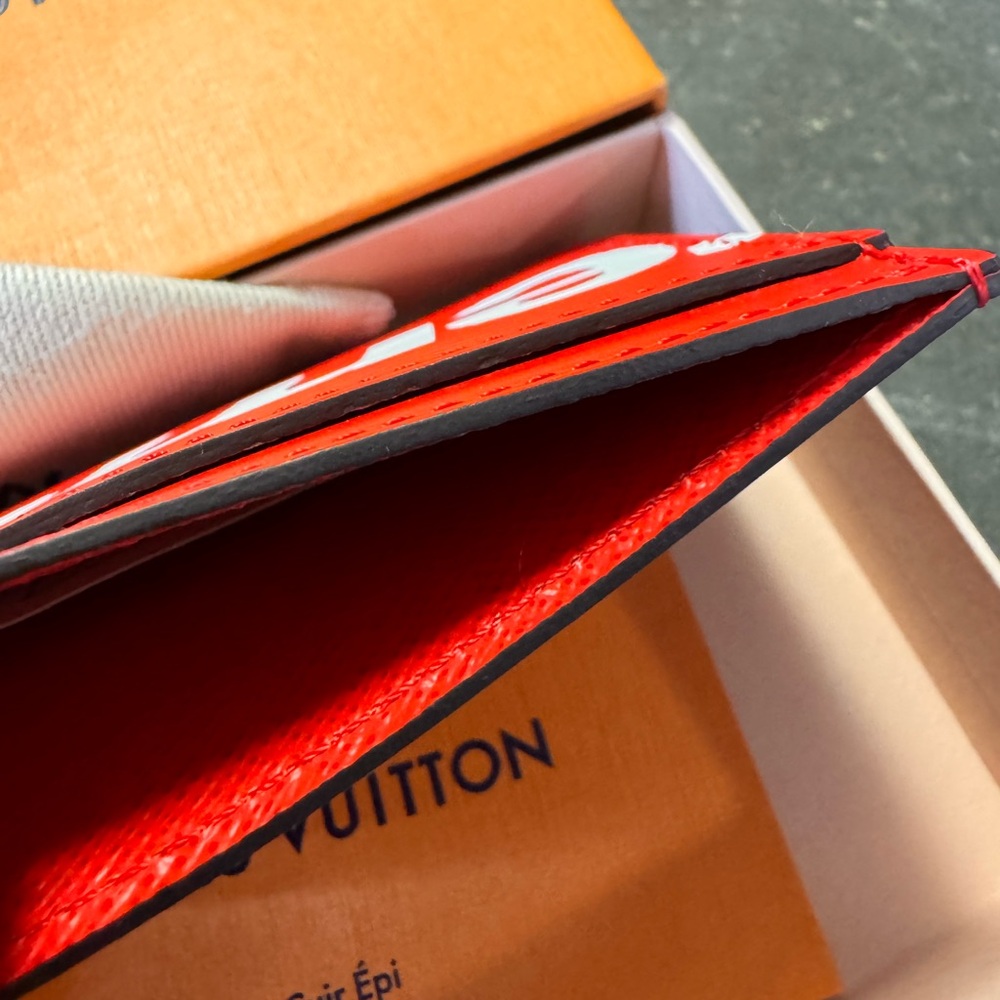 Louis Vuitton Red and White Card Holder - Picture 3 of 5